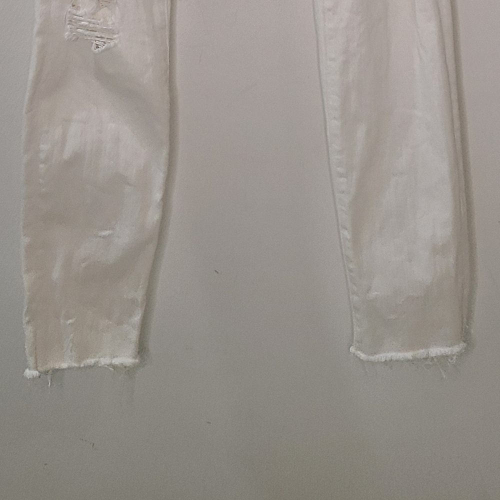 FRAME Le Skinny De Jeanne Crop Distressed Jeans in Blanc White Sz 27 - Picture 8 of 13
